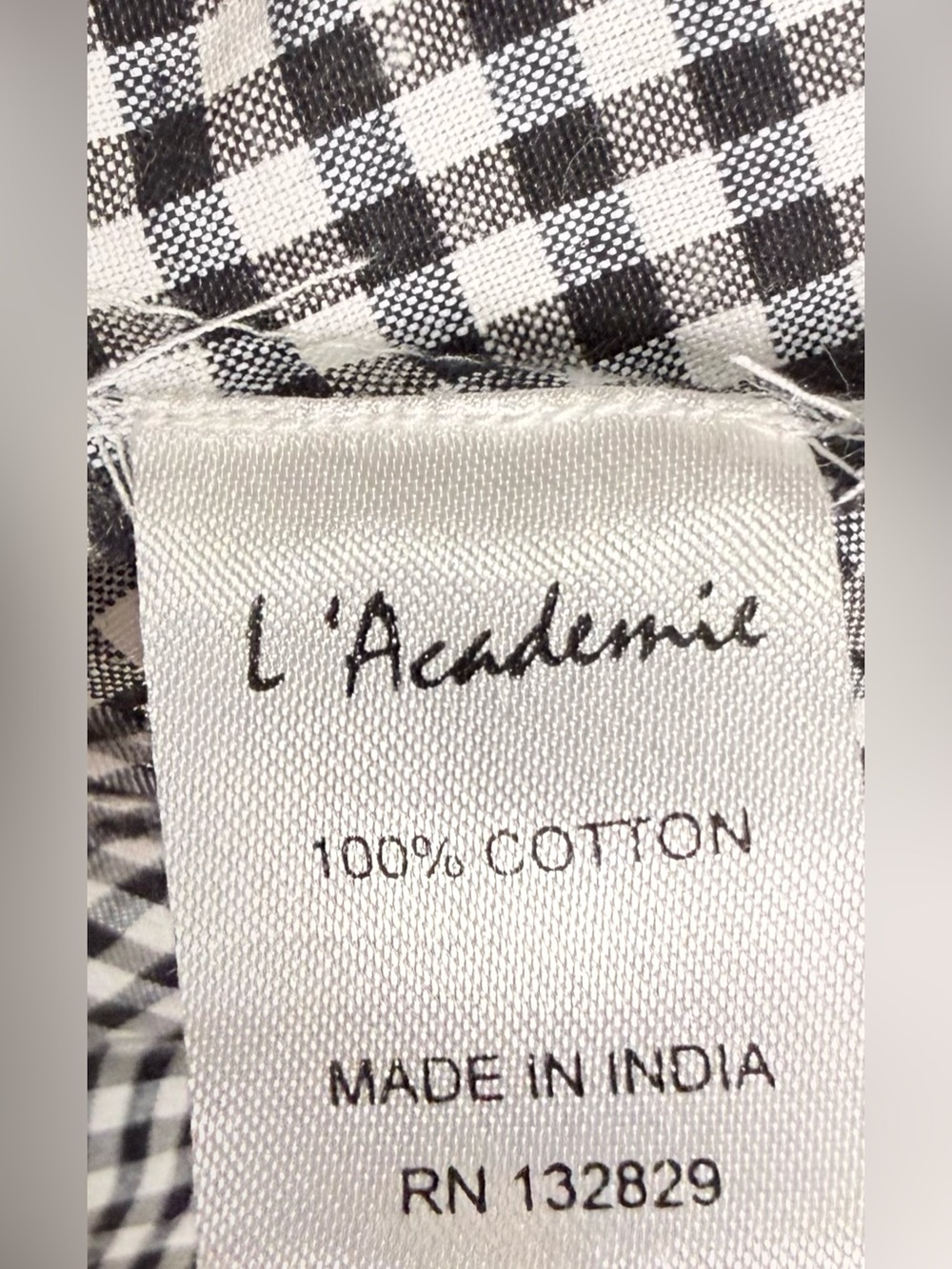 NWOT - L’Academie Off Shoulder Gingham Mini Dress Black White XS - Picture 8 of 8